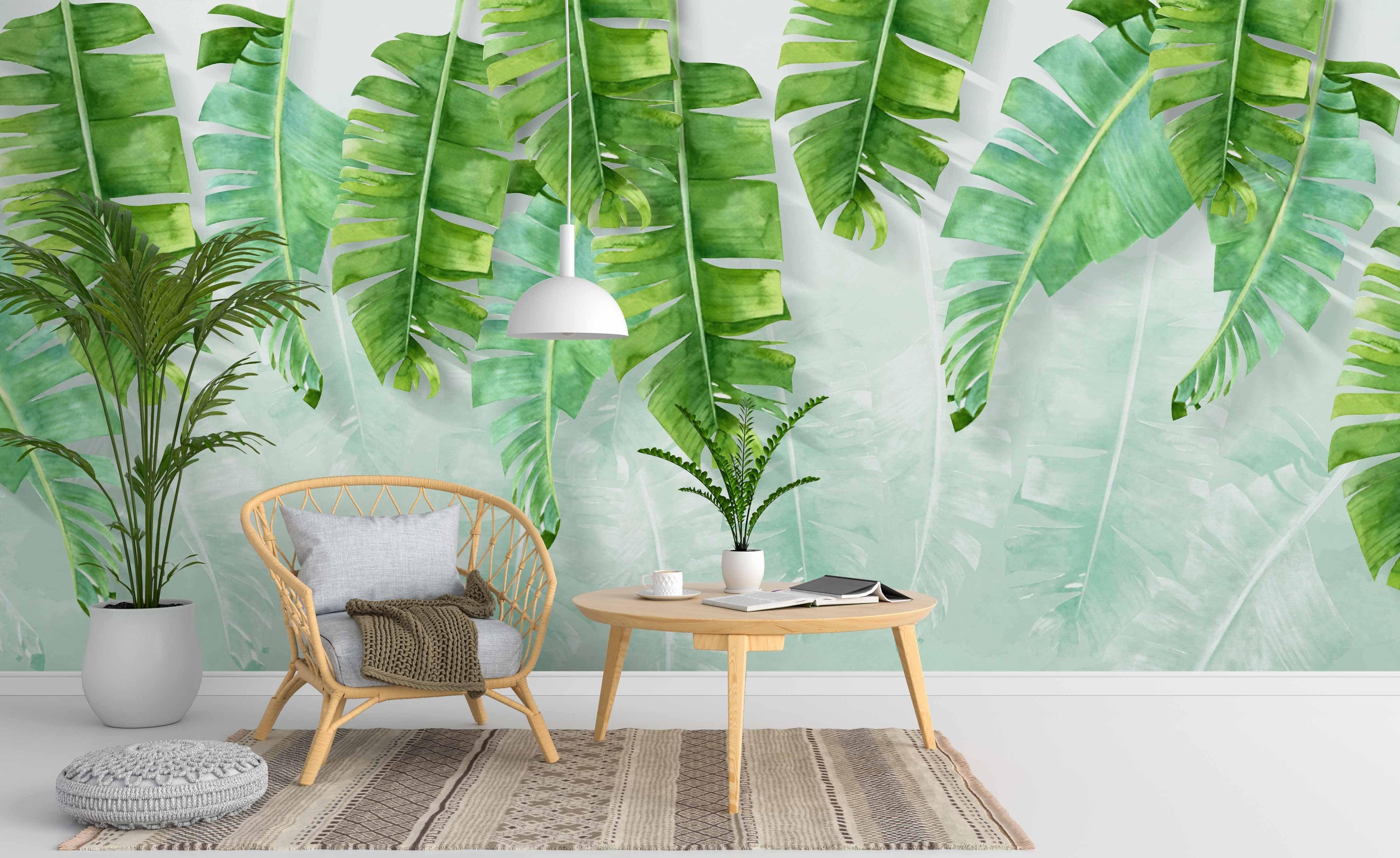 3D Tropical Green Palm Leaves Wall Mural Wallpaper 190- Jess Art Decoration