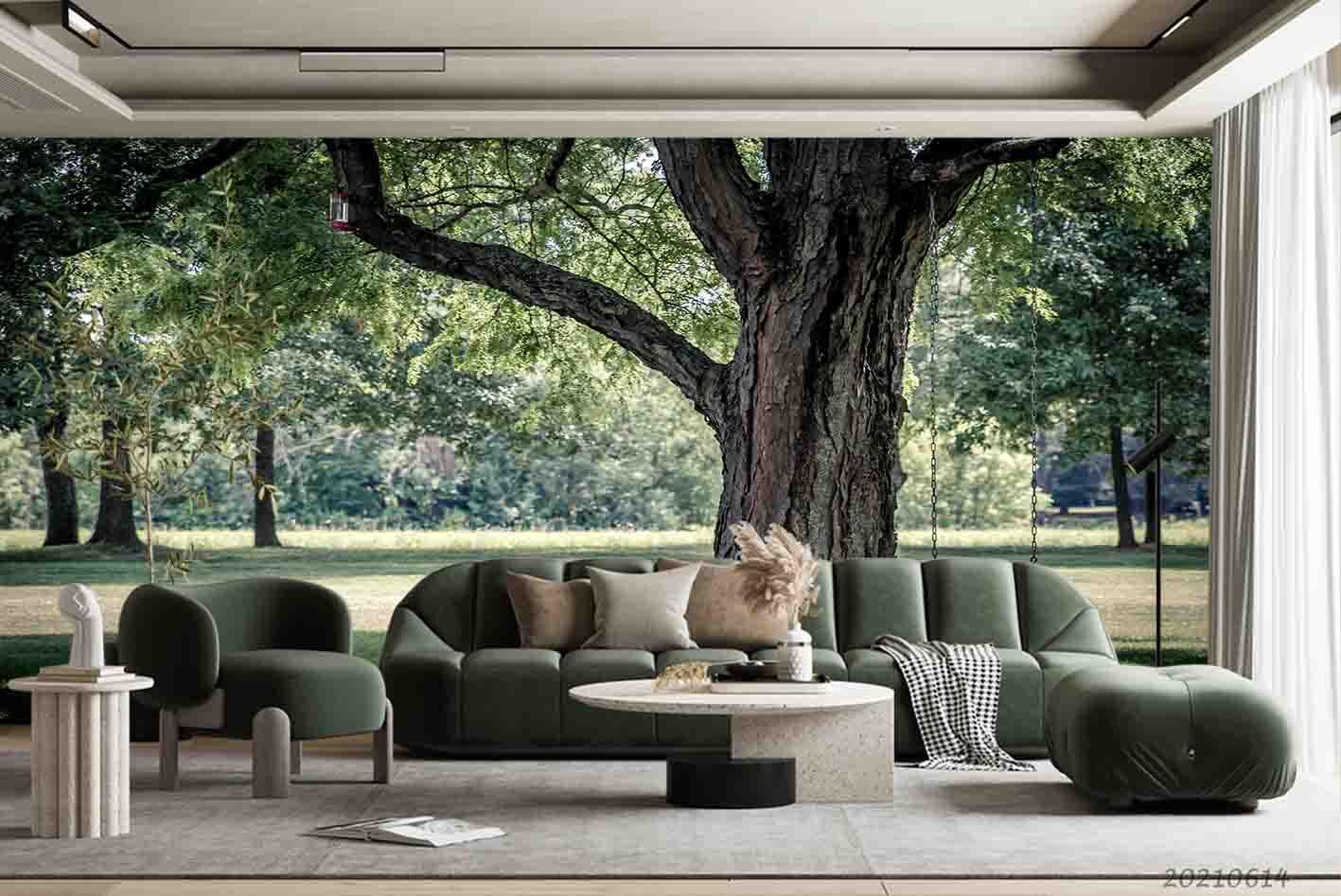 3D Woods Big Tree Park Wall Mural Wallpaper SWW2405- Jess Art Decoration