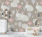 3D Cartoon Grey Rabbit Tree Wall Mural Wallpaper 97- Jess Art Decoration
