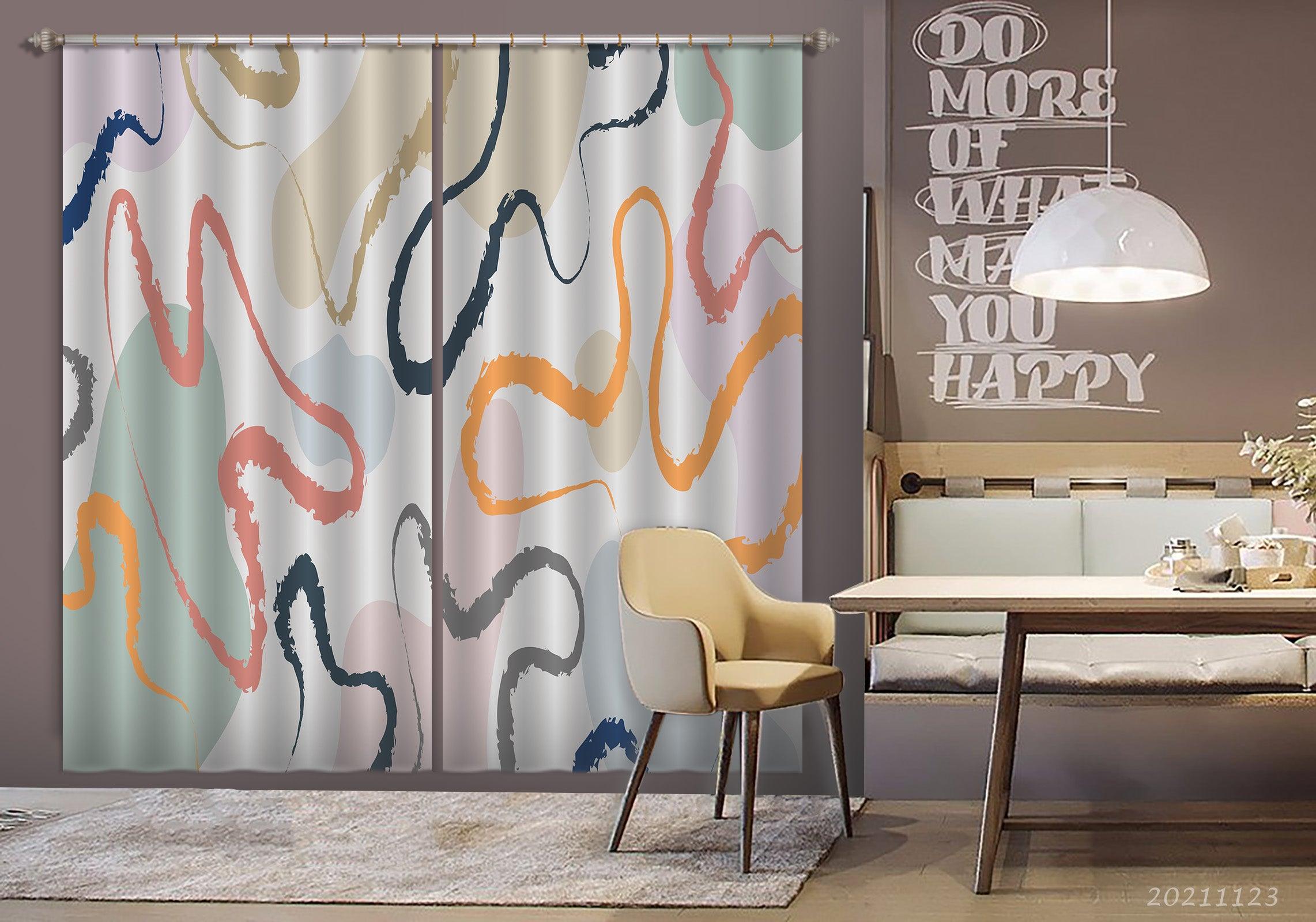 3D Abstract Color Geometry Curtains and Drapes LQH 38- Jess Art Decoration