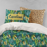 3D Golden Leopard Girl Jungle Quilt Cover Set Bedding Set Pillowcases 25- Jess Art Decoration