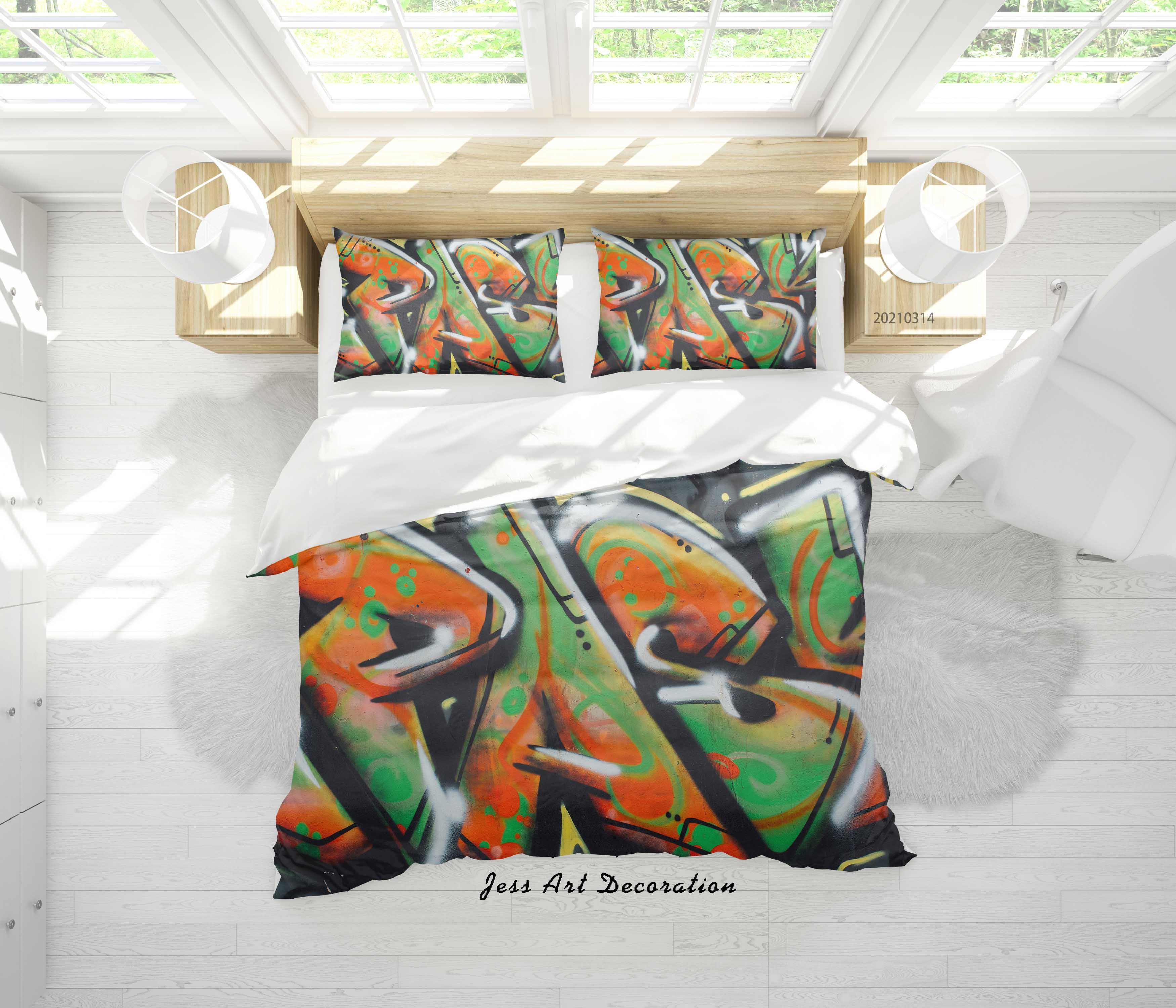 3D Abstract Color Graffiti Quilt Cover Set Bedding Set Duvet Cover Pillowcases 168- Jess Art Decoration