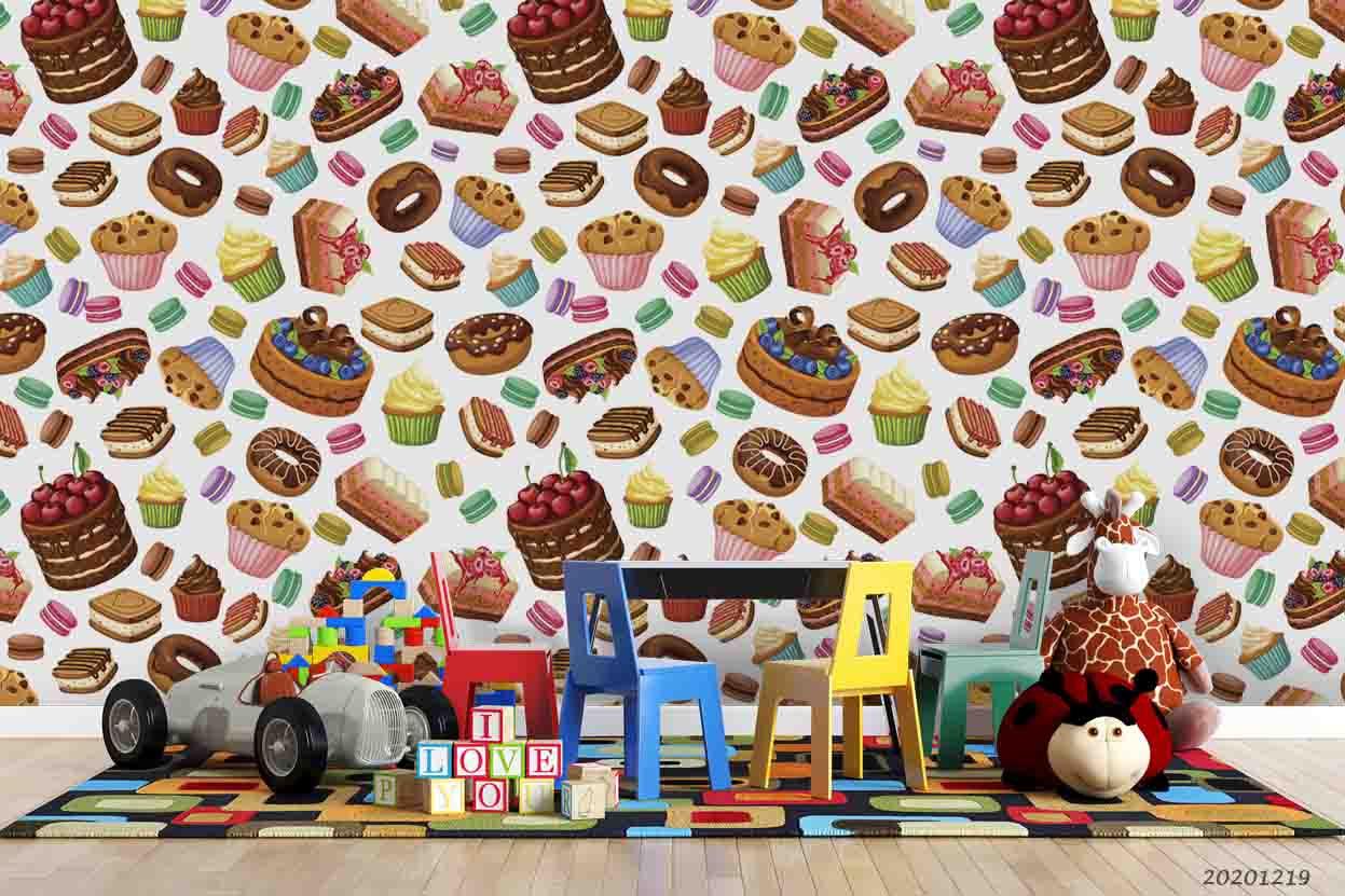 3D Cake Ice Cream Dessert Wall Mural Wallpaper LQH 17- Jess Art Decoration