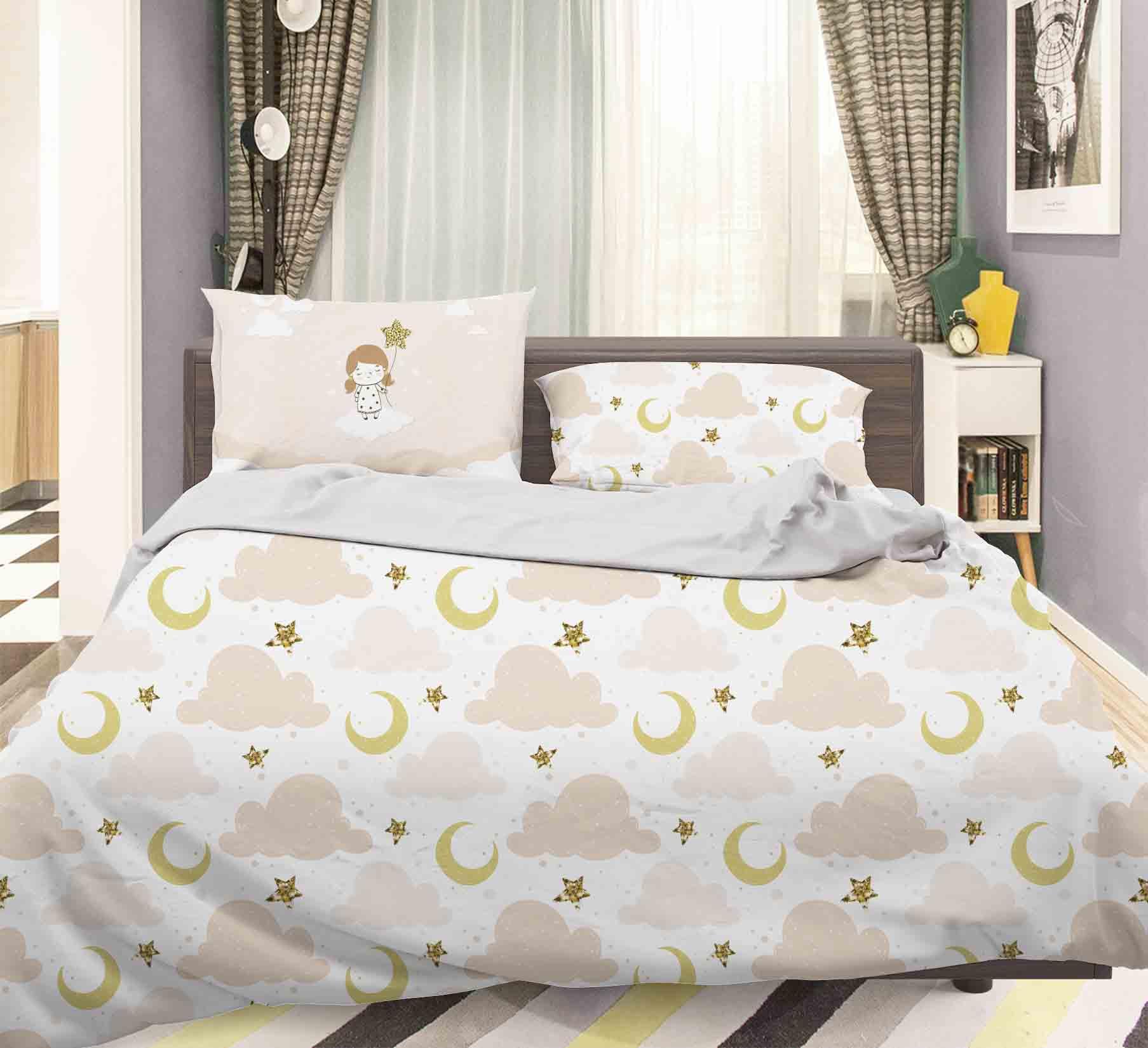 3D Moon Star Clouds Quilt Cover Set Bedding Set Pillowcases 72- Jess Art Decoration