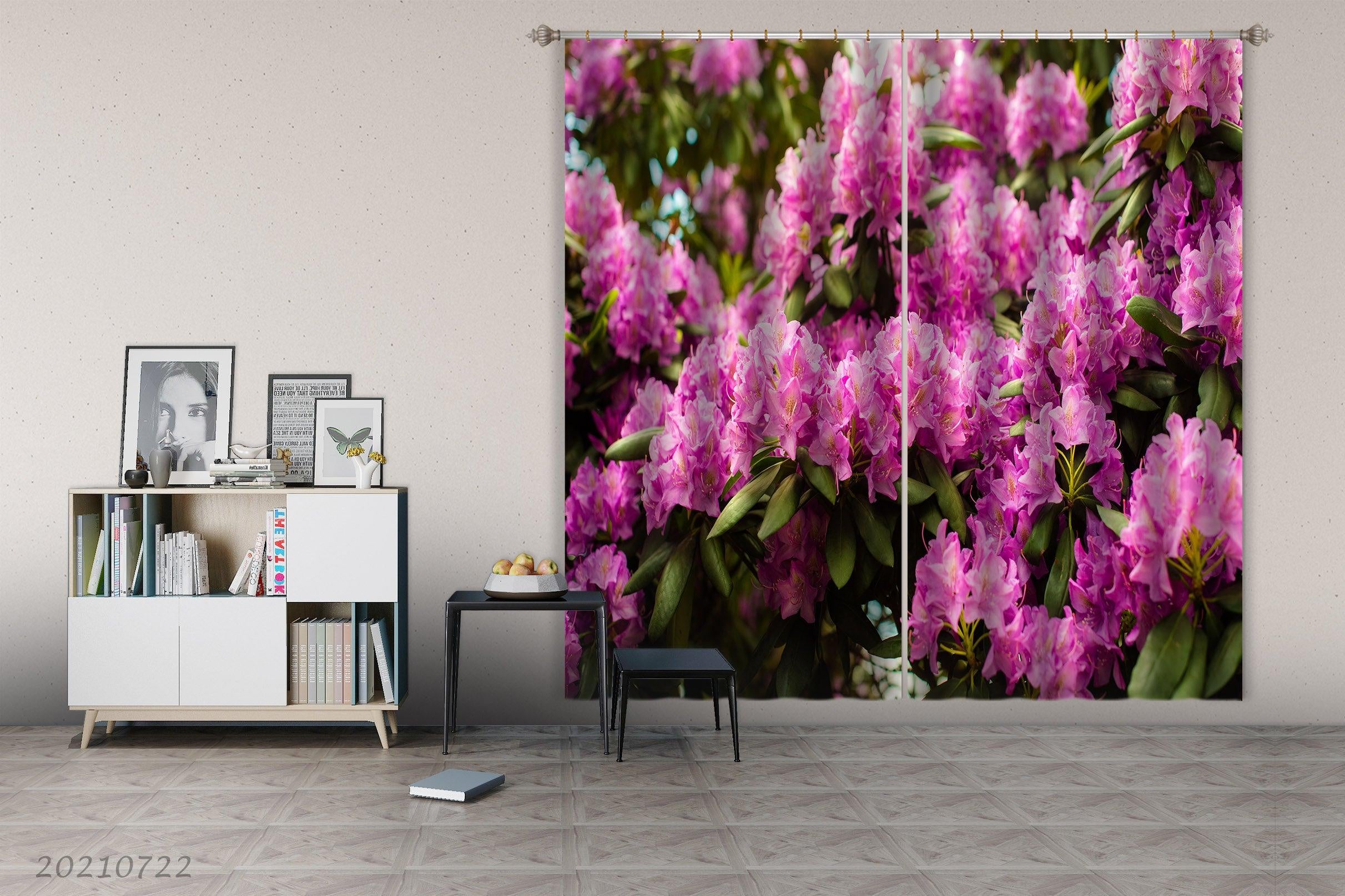 3D Purple Floral Curtains and Drapes LQH 154- Jess Art Decoration
