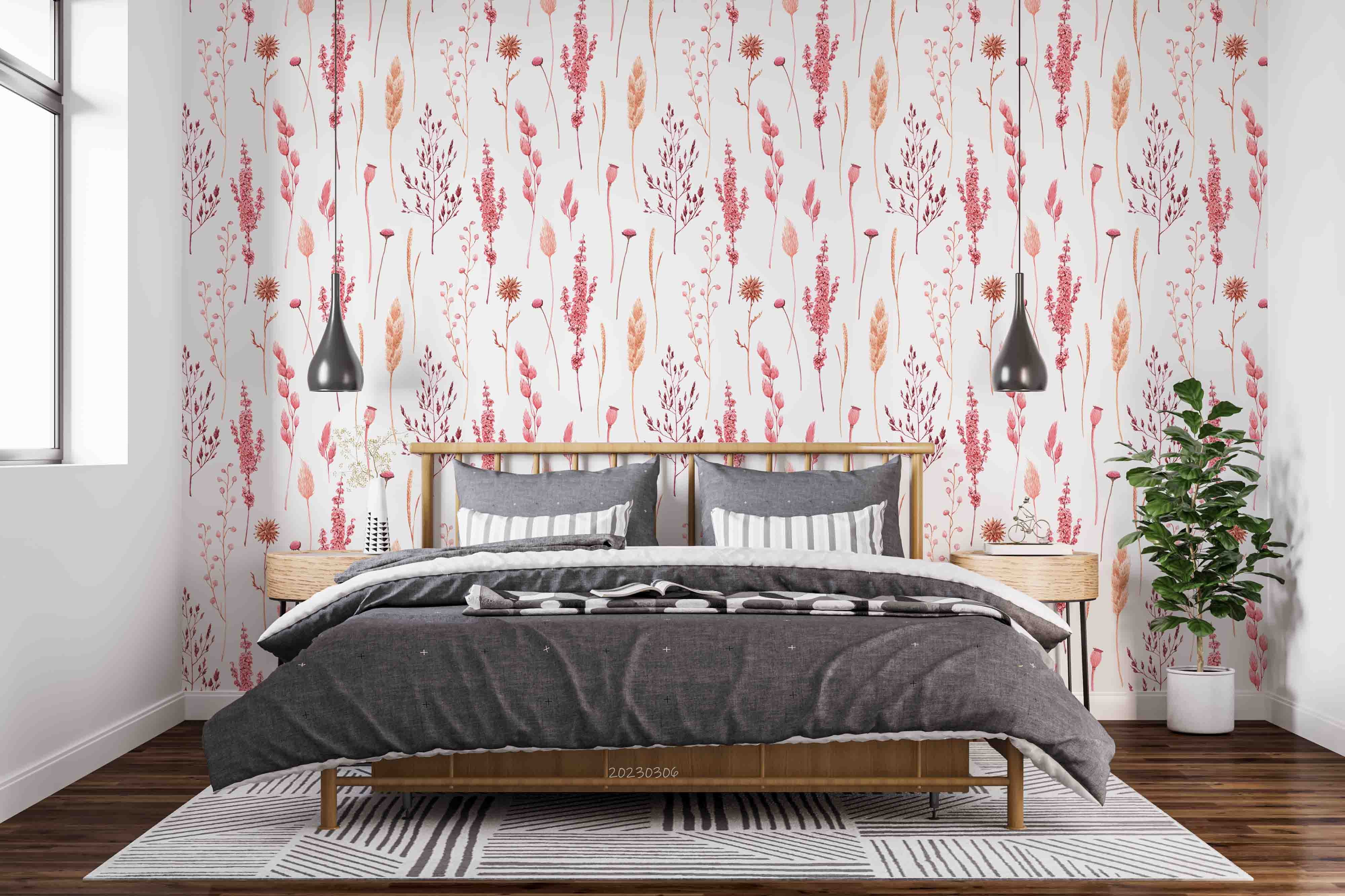 3D Watercolor Dried Flowers Wall Mural Wallpaper GD 1727- Jess Art Decoration