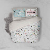 3D Unicorn Rainbow White Quilt Cover Set Bedding Set Pillowcases 64- Jess Art Decoration
