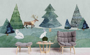 3D Green Pine Trees Elk Wall Mural Wallpaper 29- Jess Art Decoration