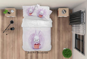 3D White Purple Rabbit Gift Quilt Cover Set Bedding Set Duvet Cover Pillowcases SF47- Jess Art Decoration