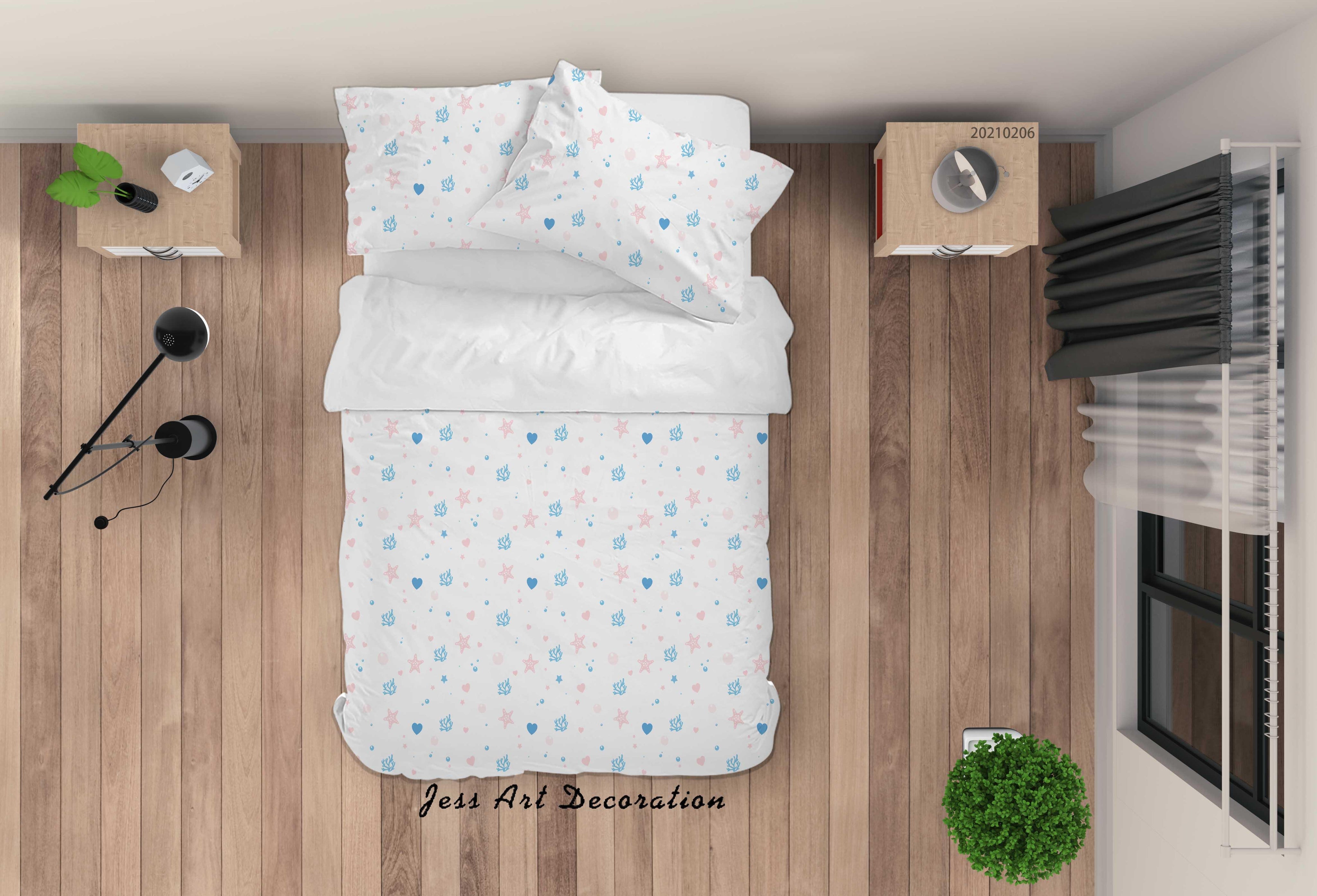3D Watercolor Coral Starfish Quilt Cover Set Bedding Set Duvet Cover Pillowcases 237- Jess Art Decoration