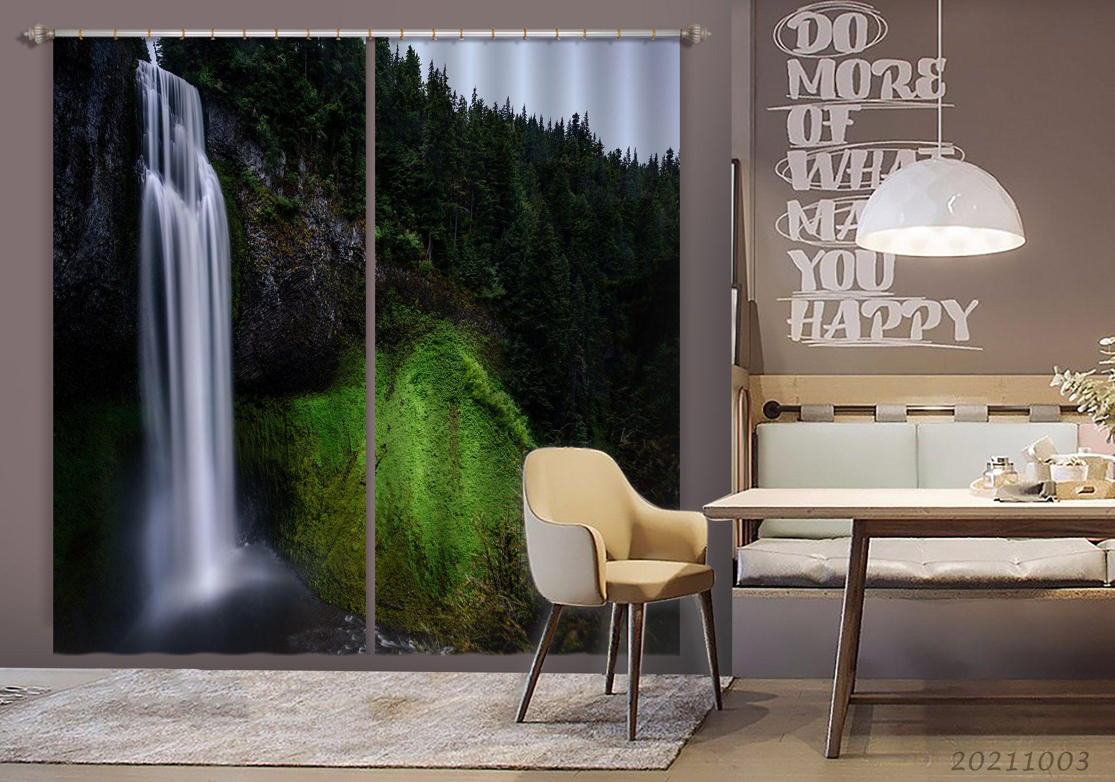 3D Green Forest Tree Nature Landscape Curtains and Drapes LQH 30- Jess Art Decoration