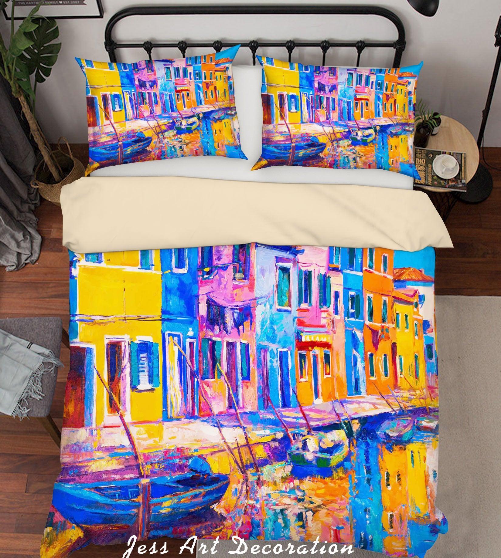 3D Venice Water City Oil Painting Quilt Cover Set Bedding Set Duvet Cover Pillowcases A061 LQH- Jess Art Decoration