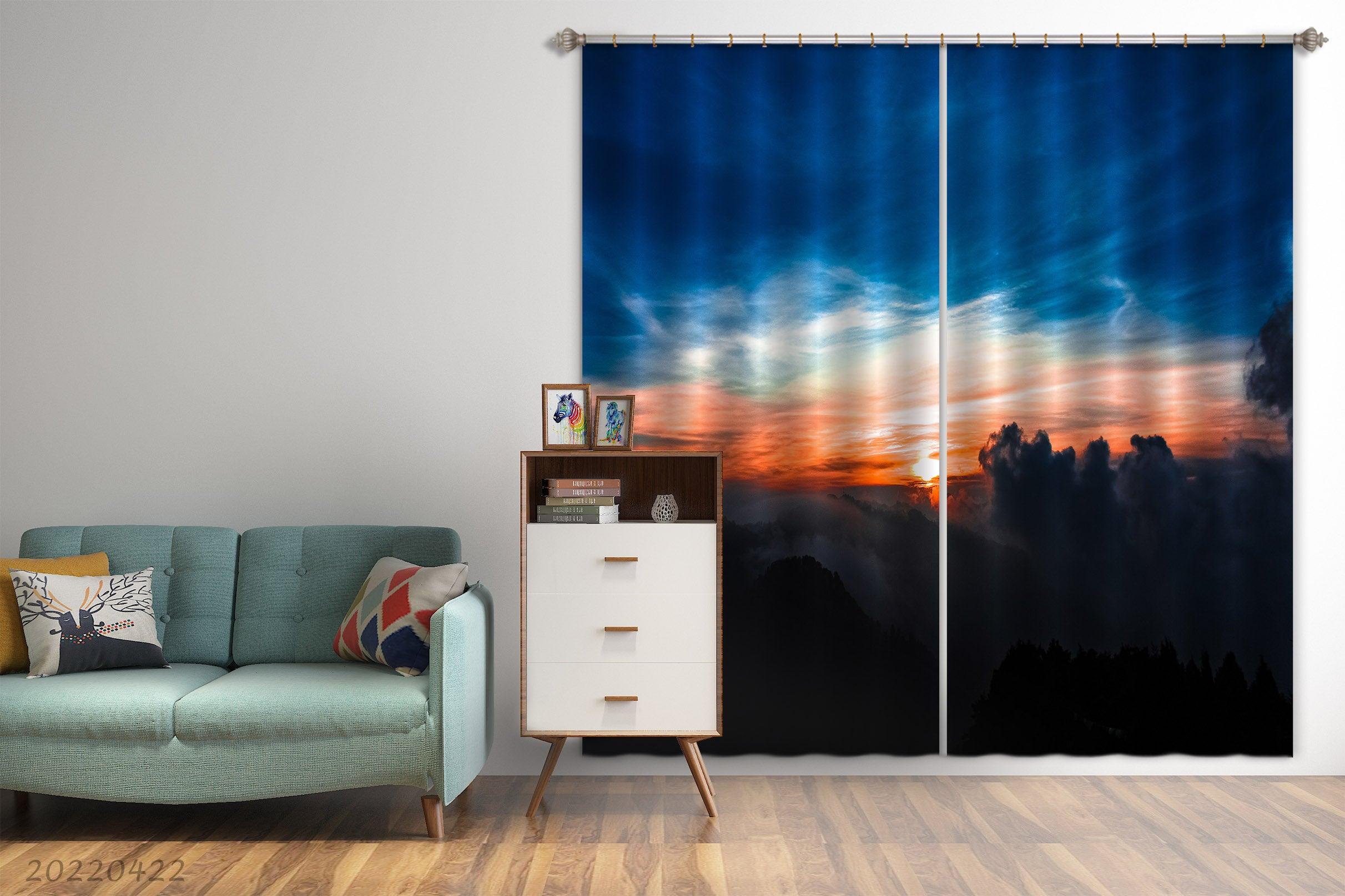 3D Landscape Mountain Forest Cloud Fog Sunset Curtains and Drapes GD 4192- Jess Art Decoration
