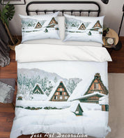 3D Snowfield Cottage Quilt Cover Set Bedding Set Pillowcasesn 3- Jess Art Decoration