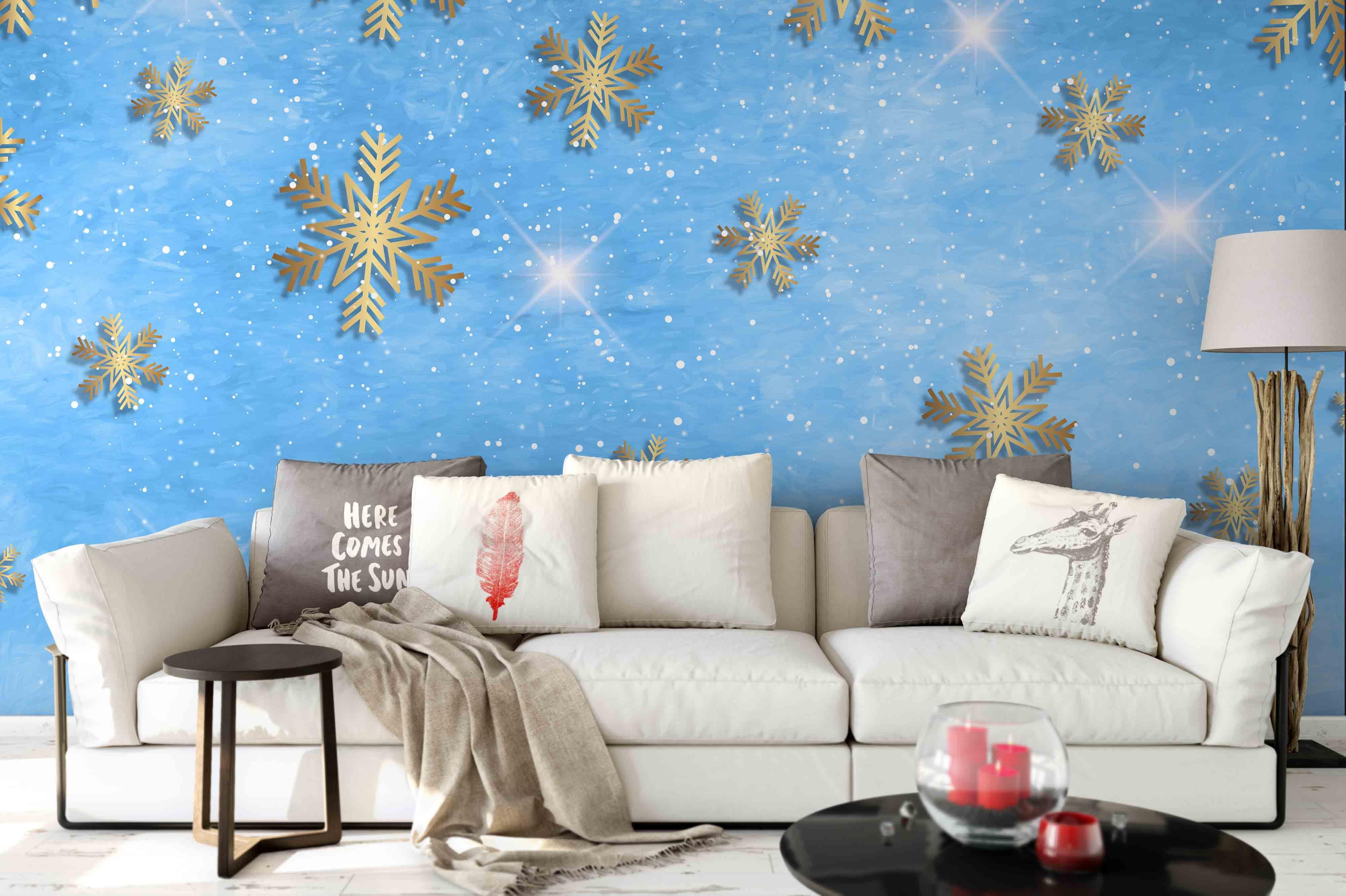 3D Blue Snowflake Wall Mural Wallpaper 28- Jess Art Decoration