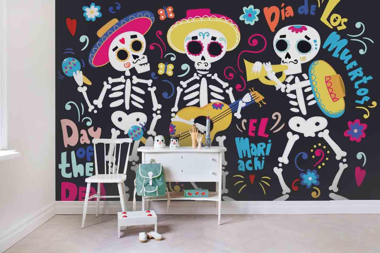 3D Skeleton Skull Guitar Wall Mural Wallpaper 77- Jess Art Decoration