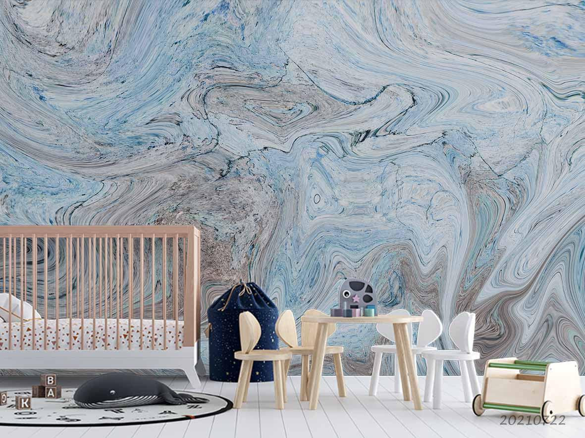 3D Watercolor Blue Marble Texture Wall Mural Wallpaper LQH 630- Jess Art Decoration