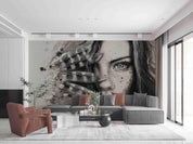 3D Monochrome Woman Face black white fashion portrait wall mural wallpaper for living room - view 2