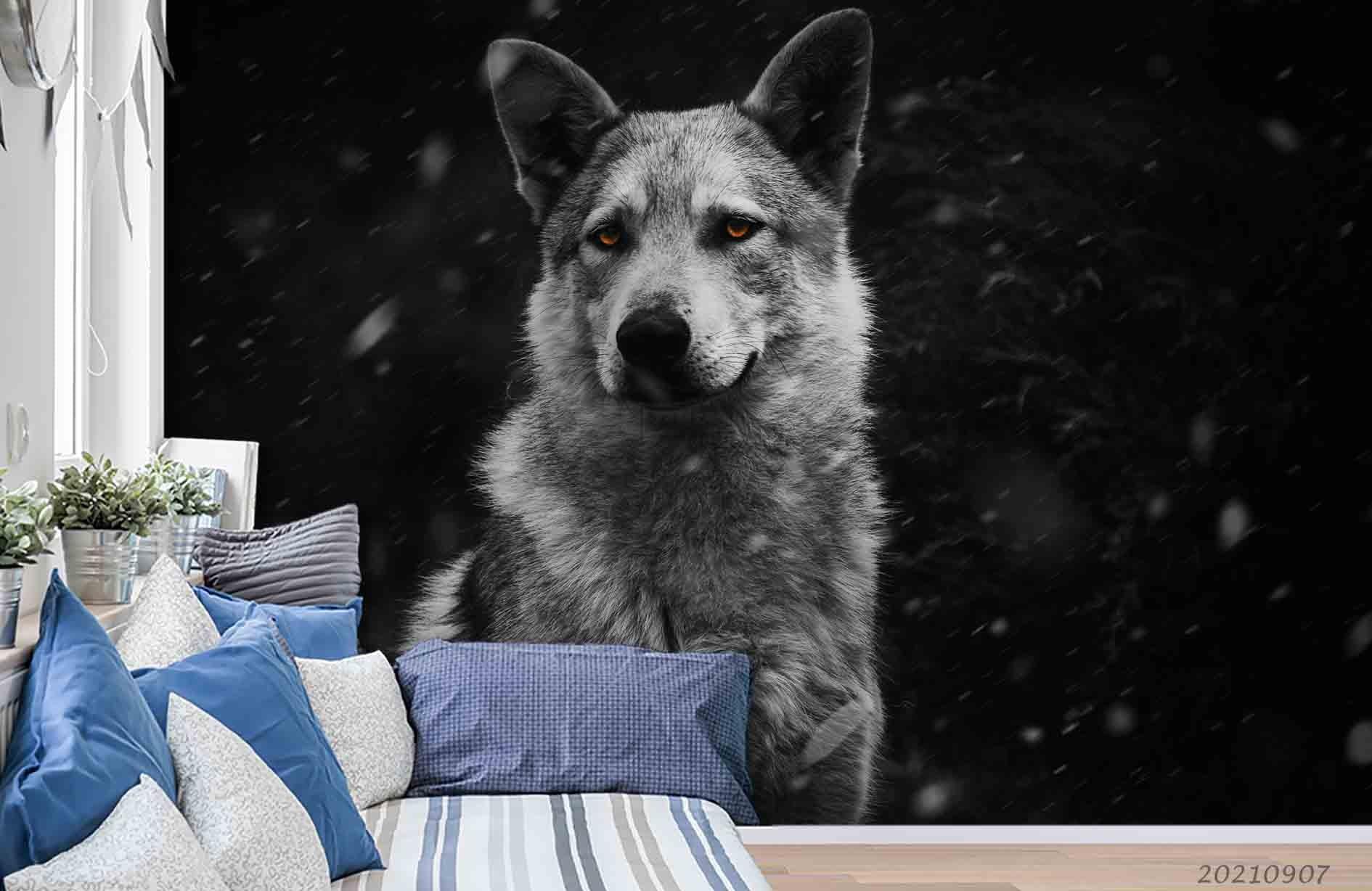 3D Forest Animal Wolf Wall Mural Wallpaper LQH 52- Jess Art Decoration