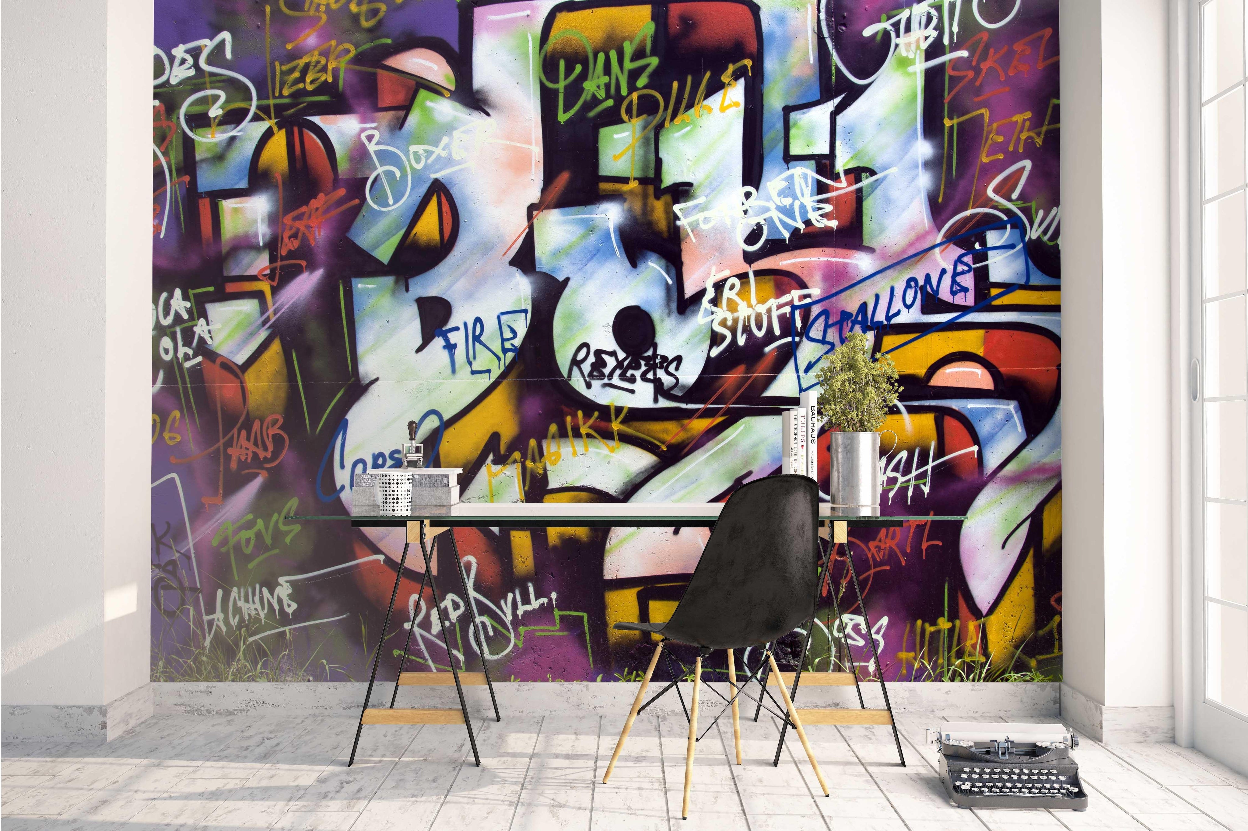 3D Abstract Slogan Graffiti Wall Mural Wallpaper 173- Jess Art Decoration