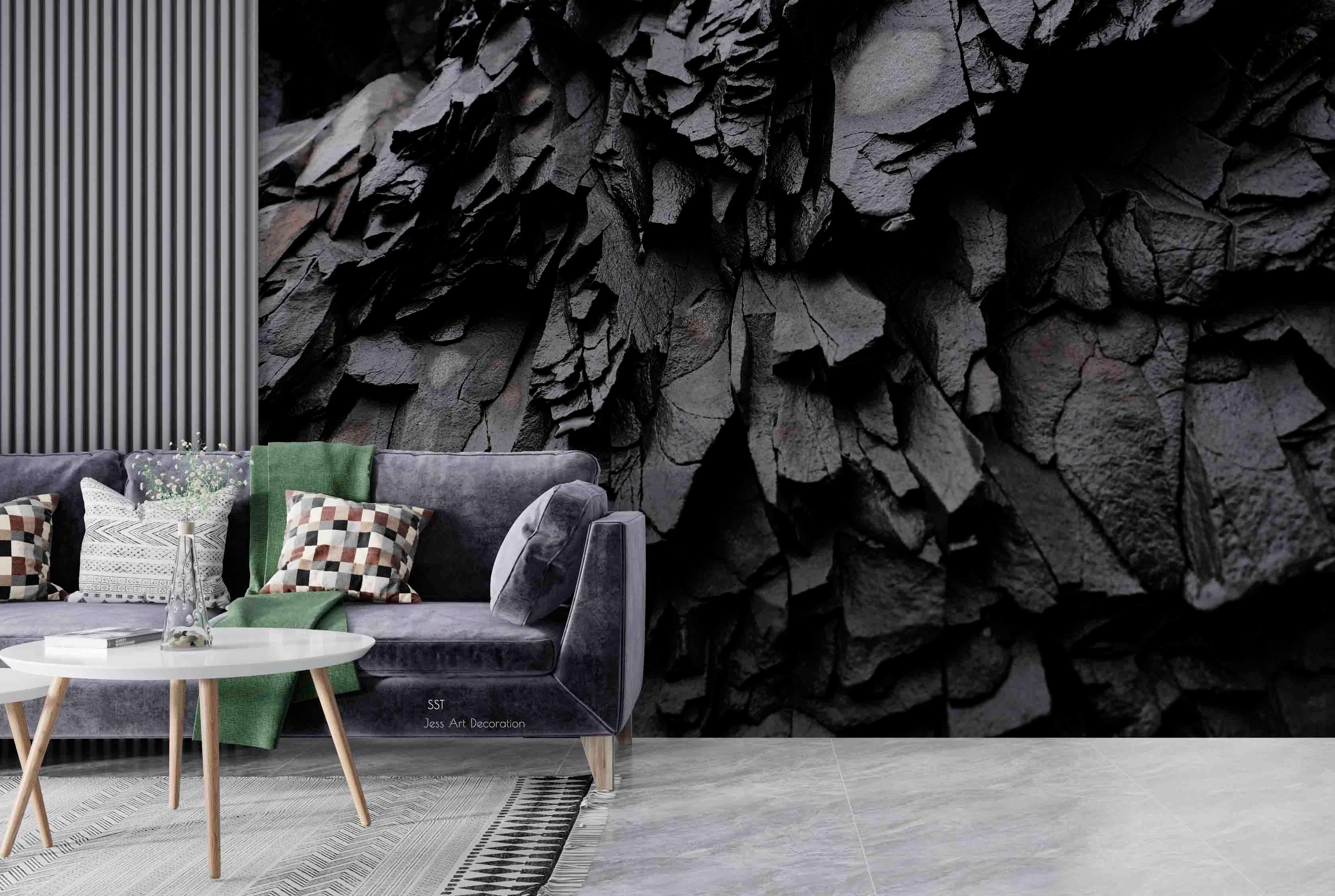 3D Black Rock Texture Wall Mural Wallpaper sww 72- Jess Art Decoration