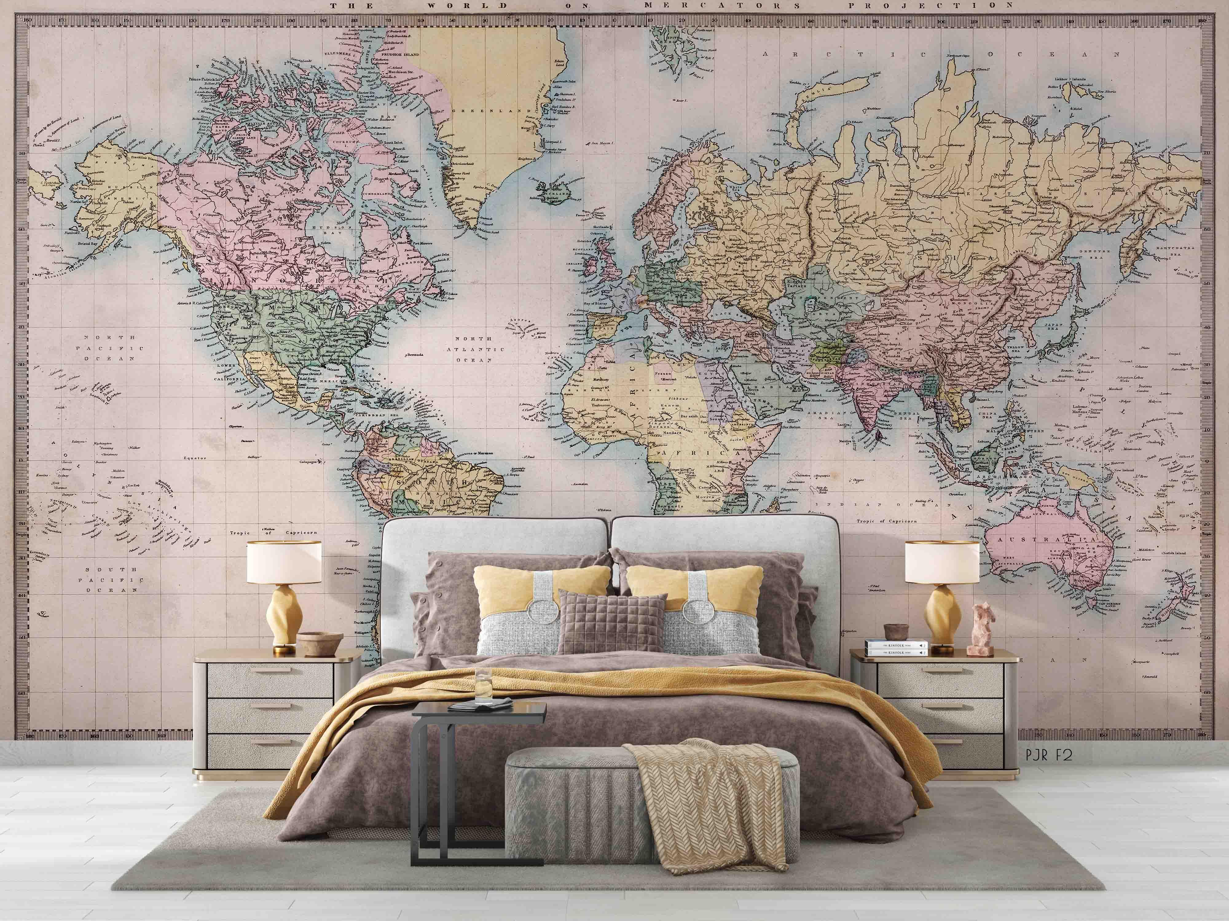 3D Colourful World Map Wall Mural Wallpaper WJ 2184- Jess Art Decoration