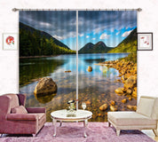 3D Landscape Mountain River Stone Tree Curtains and Drapes GD 4926- Jess Art Decoration