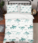 3D Cartoon Green Shark Quilt Cover Set Bedding Set Pillowcases  7- Jess Art Decoration
