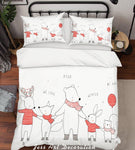 3D Color Cartoon Animals Bear Rabbit Quilt Cover Set Bedding Set Pillowcases  26- Jess Art Decoration