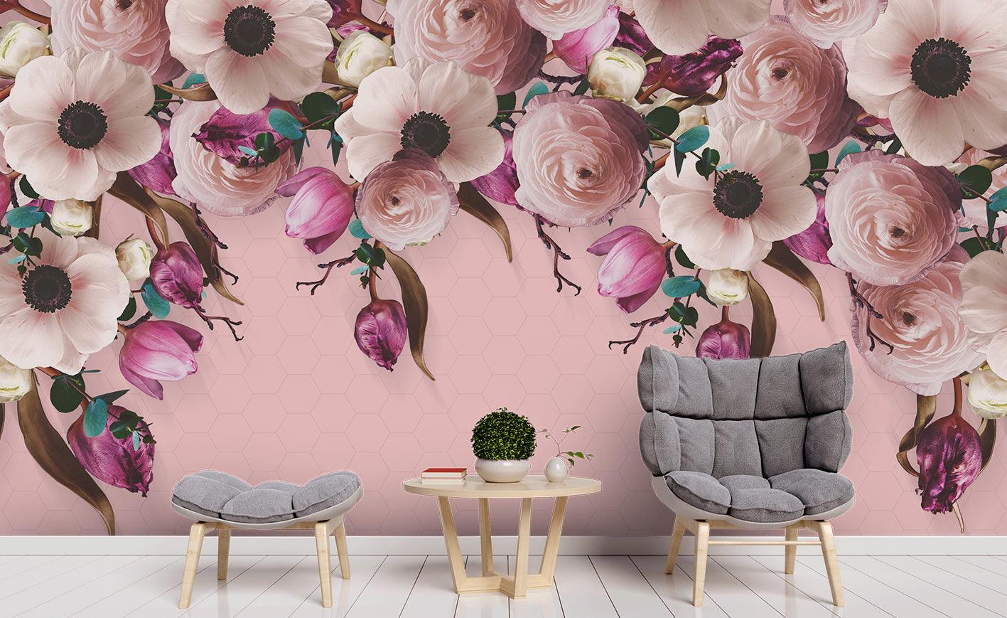 3D Watercolor Pink Floral Wall Mural Wallpaper 57- Jess Art Decoration