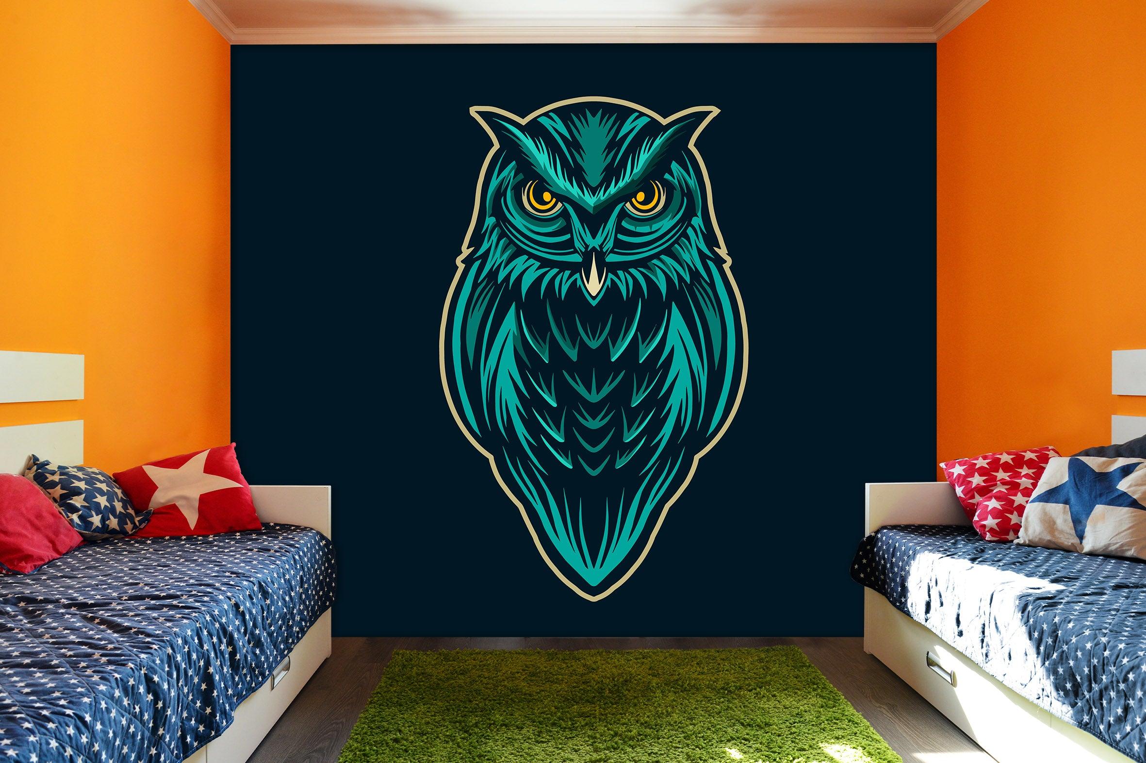 3D Owl Black Wall Mural Wallpaper 3- Jess Art Decoration