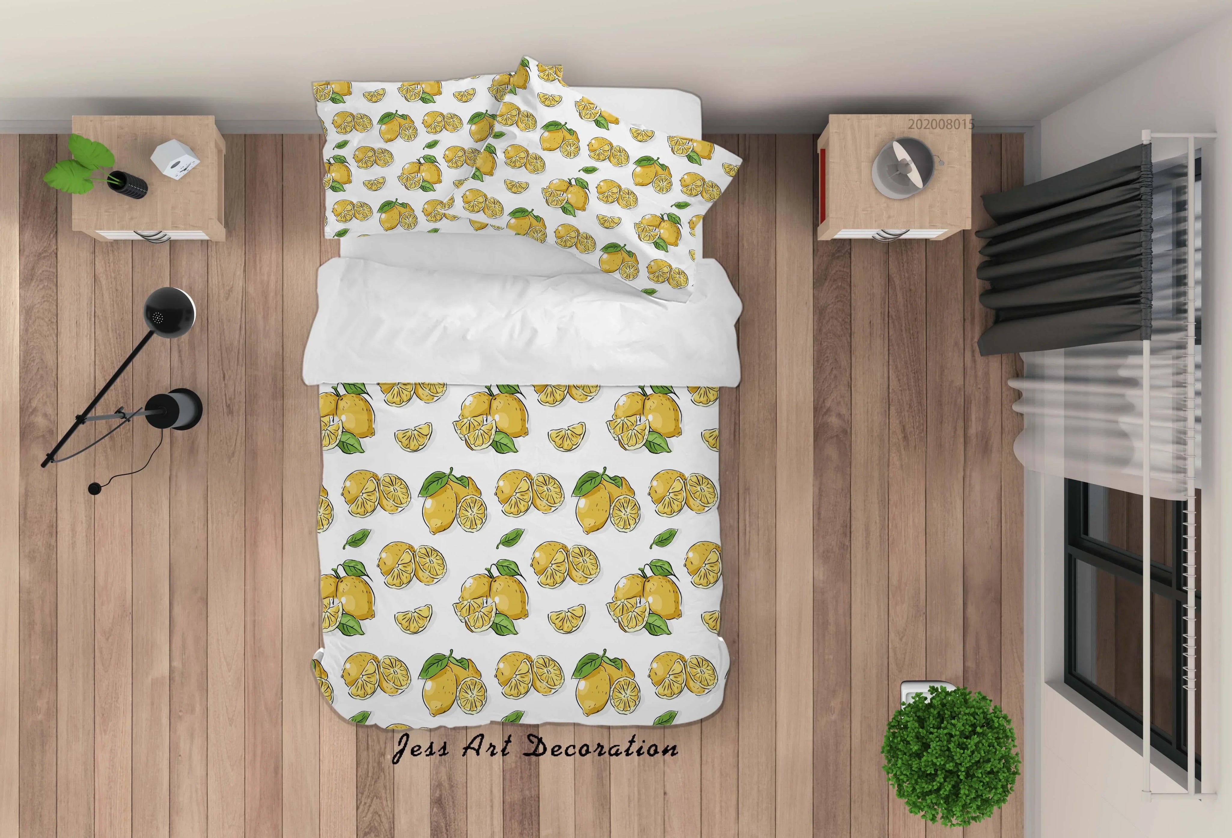 3D Hand Drawn Lemon Fruity Quilt Cover Set Bedding Set Duvet Cover Pillowcases LXL- Jess Art Decoration