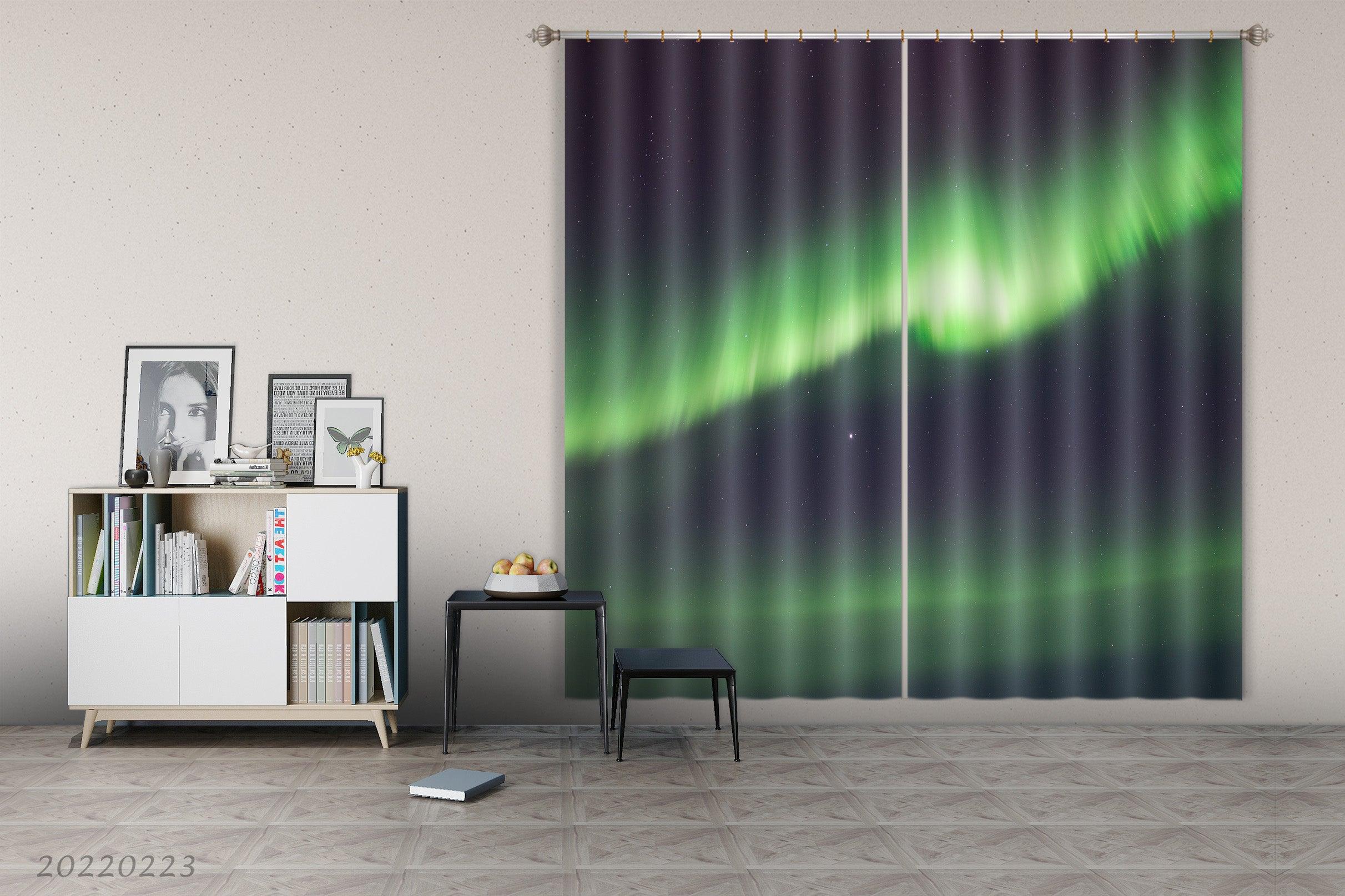 3D Abstract Aurora Borealis Green Pattern Curtains and Drapes GD 2803- Jess Art Decoration
