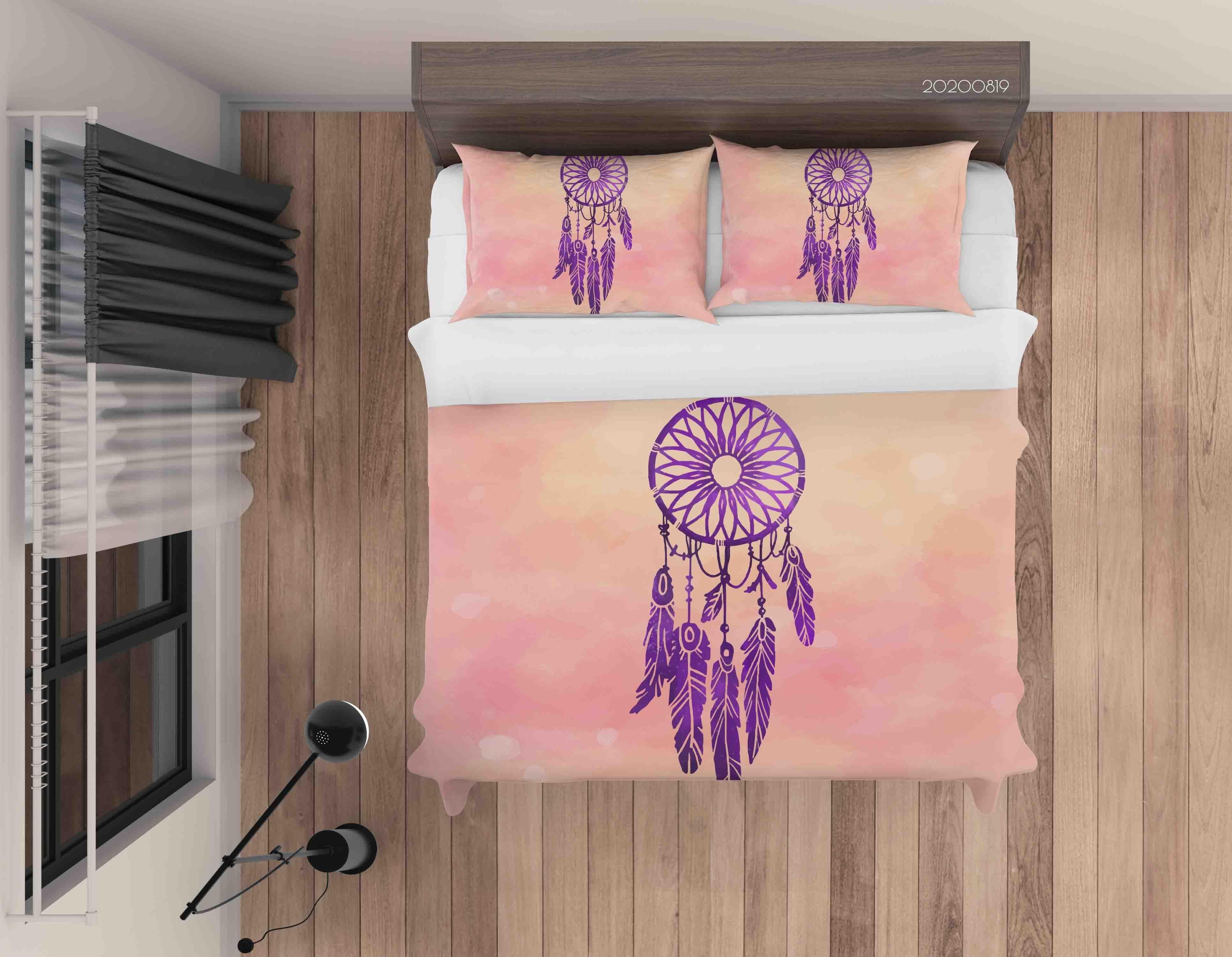 3D Purple Dreamcatcher Pink Quilt Cover Set Bedding Set Duvet Cover Pillowcases LXL- Jess Art Decoration