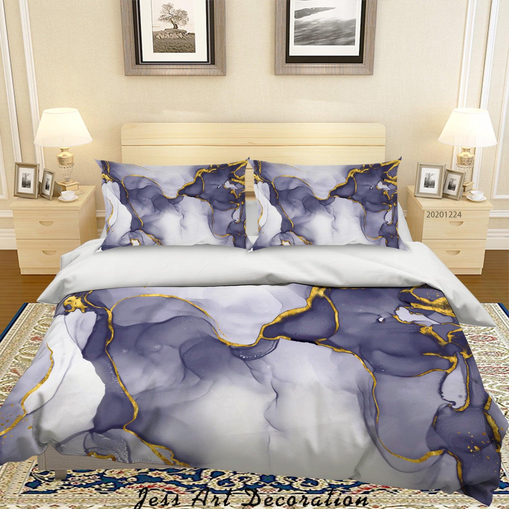 3D Watercolor Grey Marble Texture Quilt Cover Set Bedding Set Duvet Cover Pillowcases 37 LQH- Jess Art Decoration