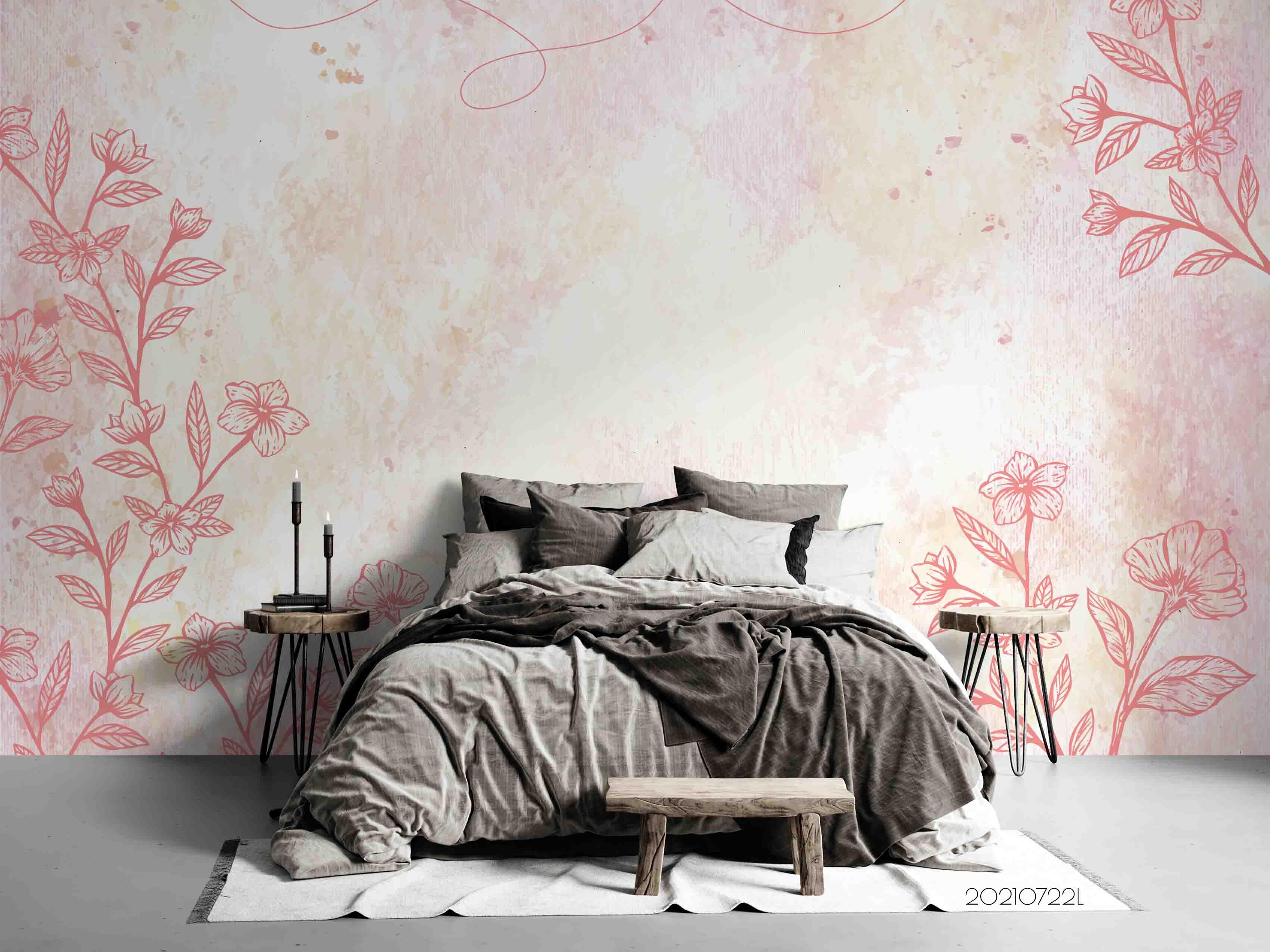 3D Watercolor Pink Floral Wall Mural Wallpaper SWW3597- Jess Art Decoration