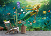 3D Mermaid Underwater World Wall Mural Wallpaper LQH 574- Jess Art Decoration