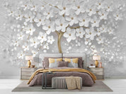 3D Fresh White Floral Tree Wall Mural Wallpaper WJ 2150- Jess Art Decoration