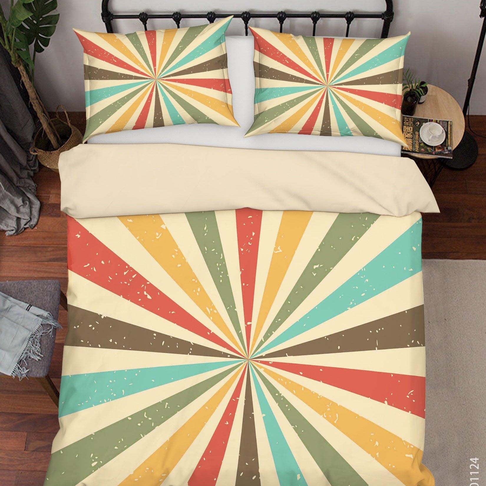 3D Abstract Colorful Radial Quilt Cover Set Bedding Set Duvet Cover Pillowcases LXL- Jess Art Decoration