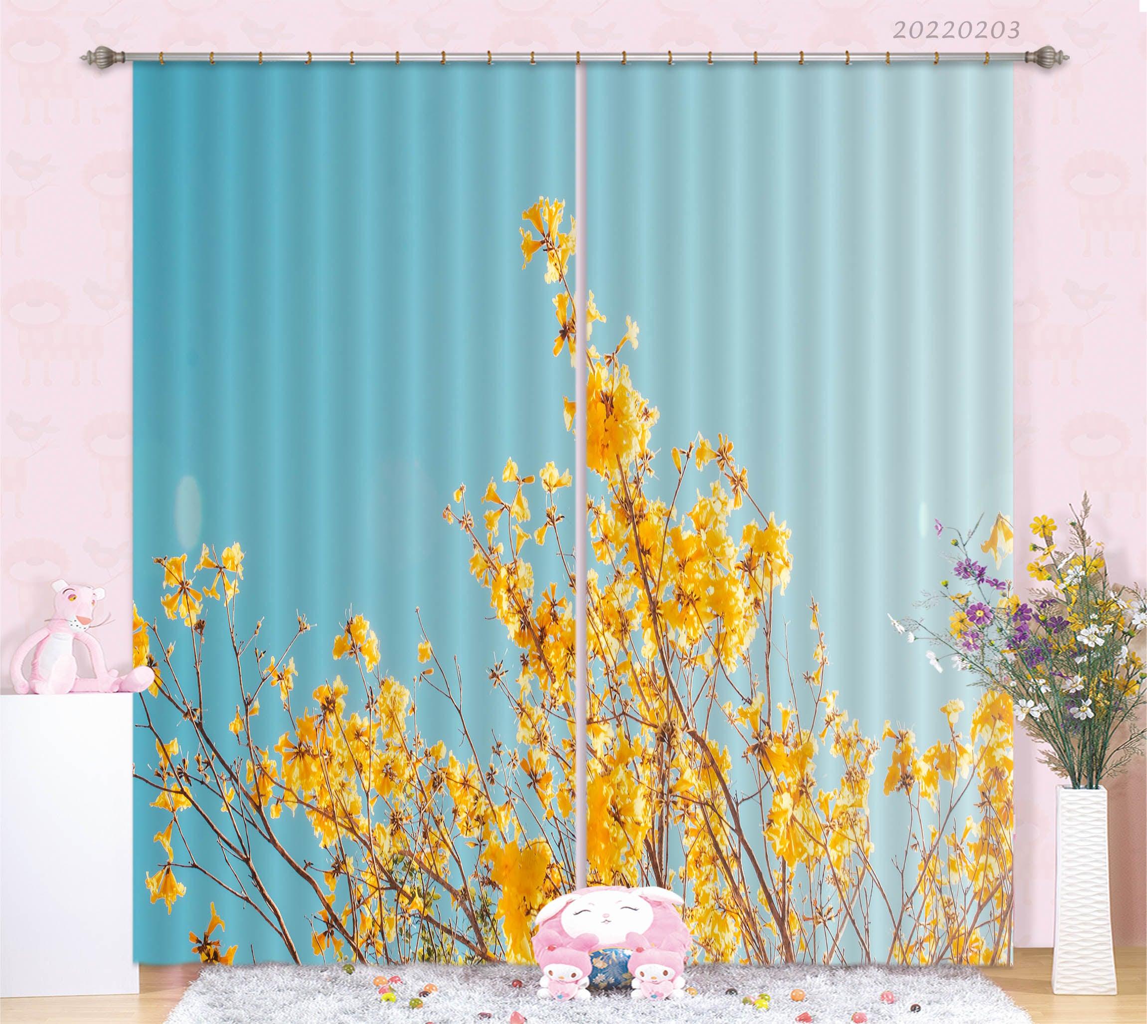 3D Yellow Spring Flower Curtains and Drapes GD 1058- Jess Art Decoration