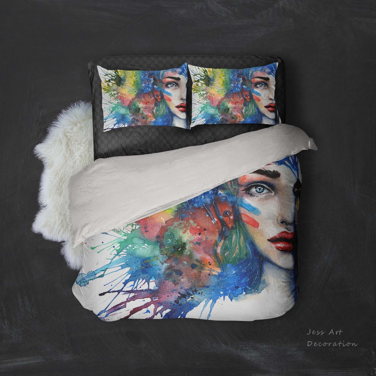 3D Watercolor Beauty Quilt Cover Set Bedding Set Pillowcases 34- Jess Art Decoration