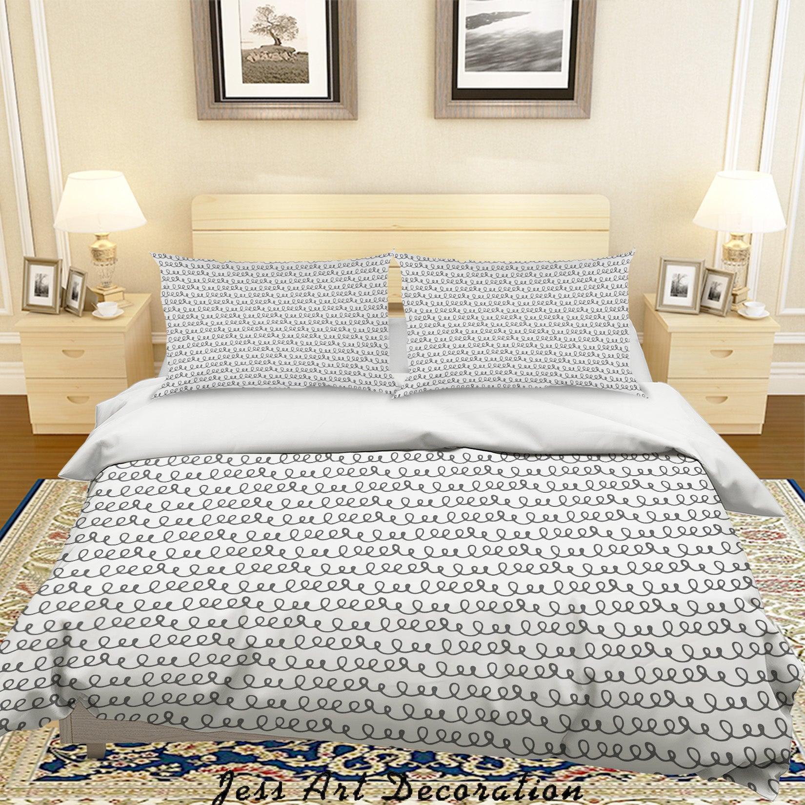 3D White Black Lines Quilt Cover Set Bedding Set Duvet Cover Pillowcases SF141- Jess Art Decoration