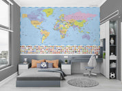 3D Blue World Map Wall Mural Wallpaper LQH 256- Jess Art Decoration