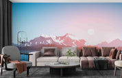 3D Mountain Range Forest Sunrise Wall Mural Wallpaper SWW3723- Jess Art Decoration