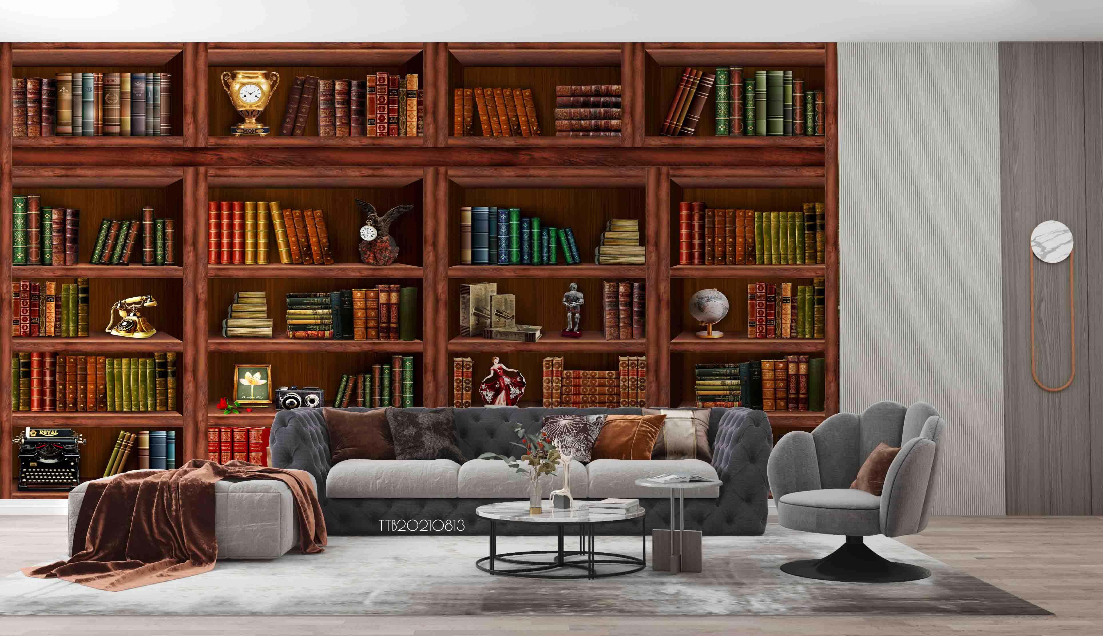 3D Wooden Bookshelves Book Wall Mural Wallpaper 5116- Jess Art Decoration