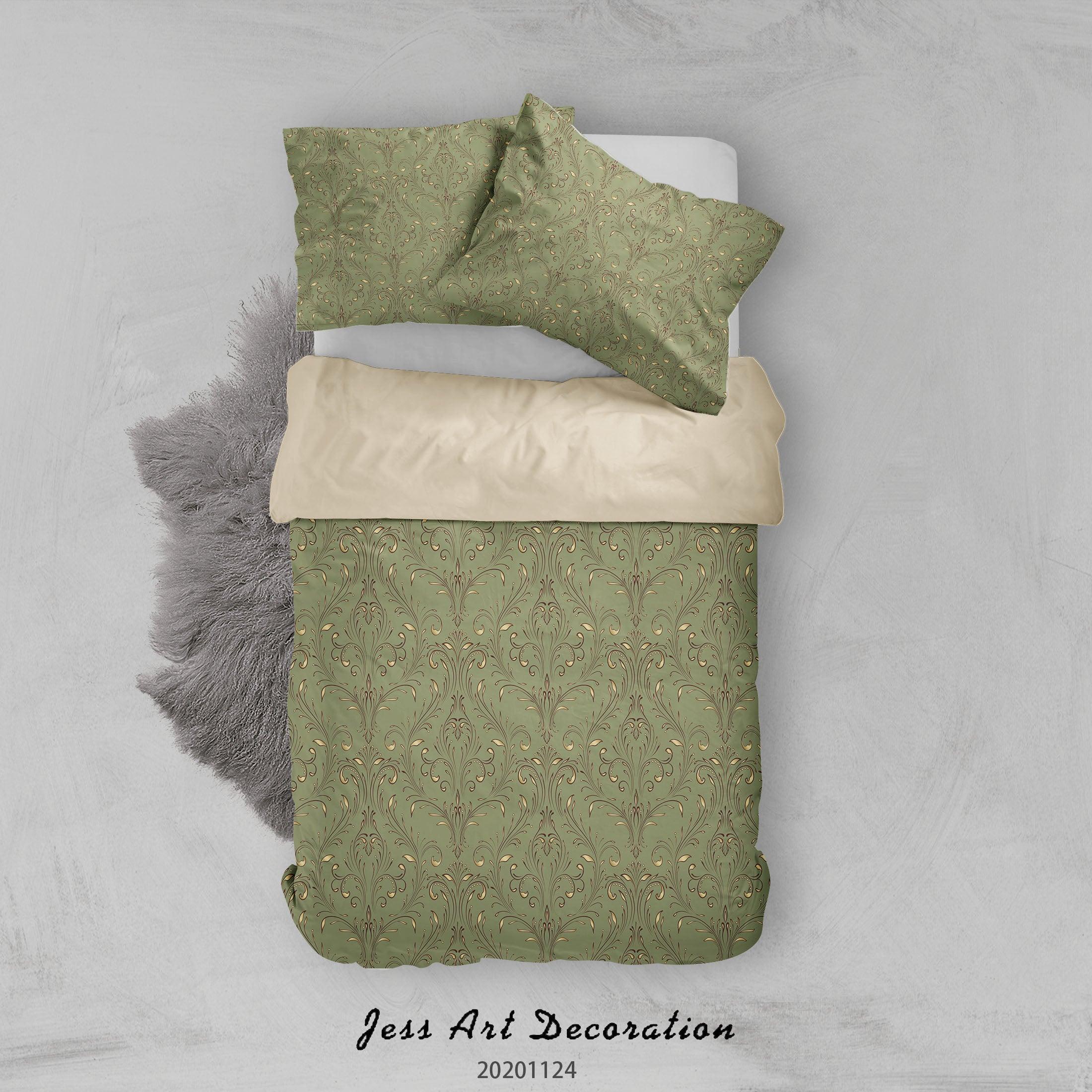 3D Vintage Green Pattern Quilt Cover Set Bedding Set Duvet Cover Pillowcases LXL- Jess Art Decoration