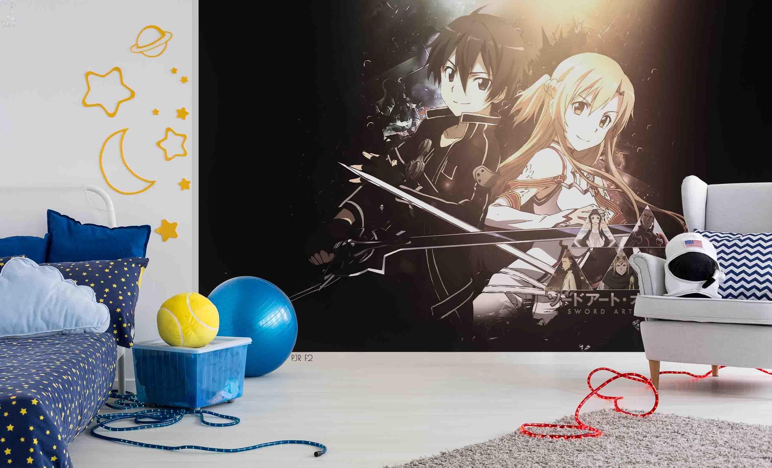 3D Sword Art Anime Duo sword art anime duo mural wall mural wallpaper for teen room - view 2