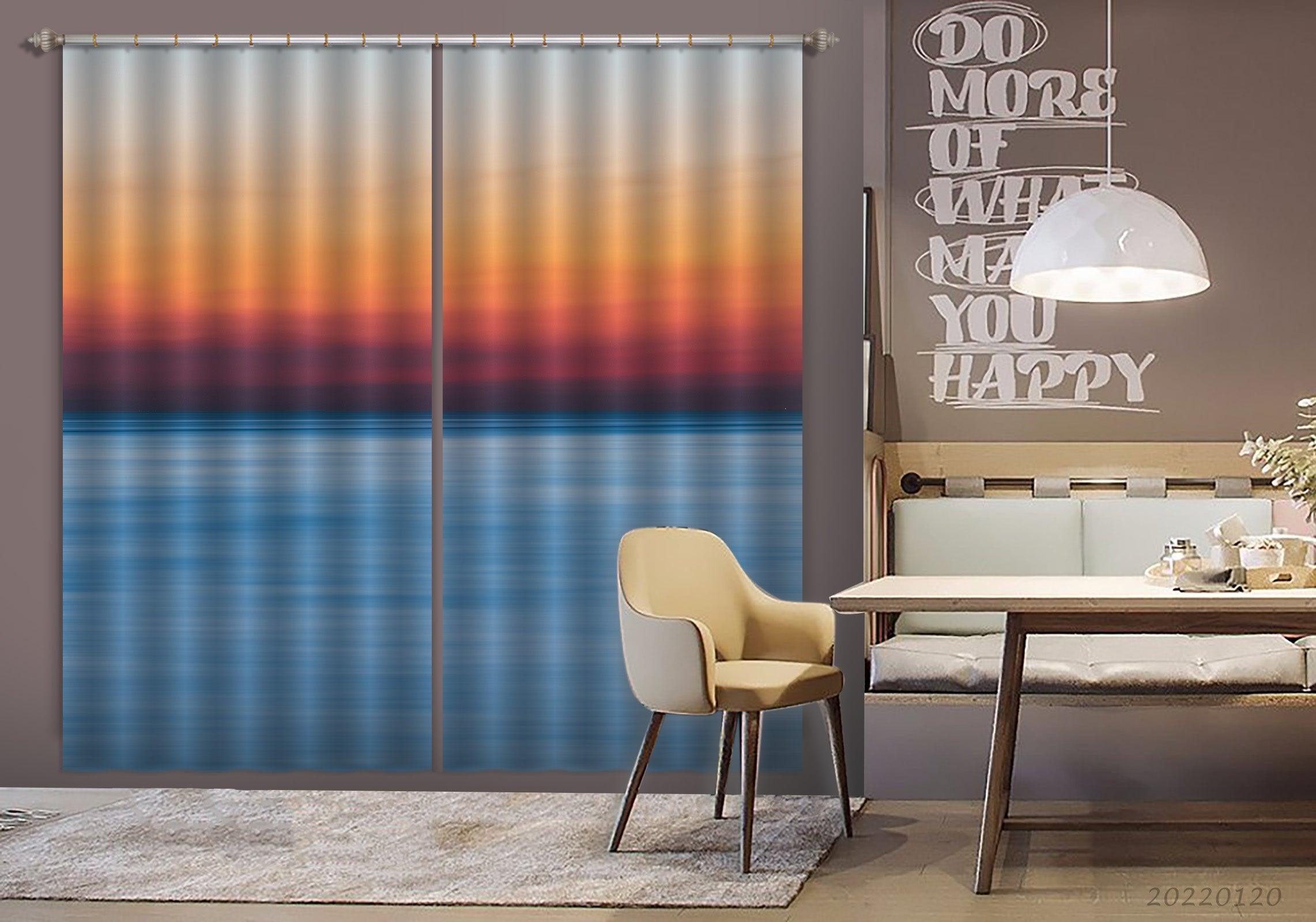 3D Abstract Blue Ocean Red Sky Curtains and Drapes GD 1942- Jess Art Decoration