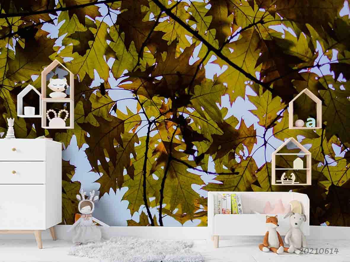 3D Maple Leaf Background Wall Mural Wallpaper SWW2402- Jess Art Decoration