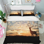 3D Sunset Grassland Deer Quilt Cover Set Bedding Set Pillowcases 41- Jess Art Decoration